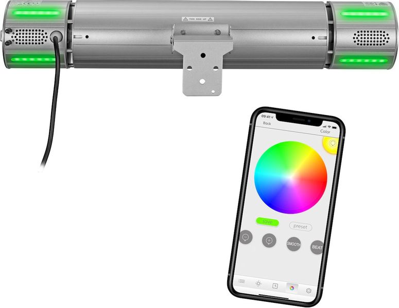 Eurom Heat and Beat grijs terrasverwarmer bediening via app