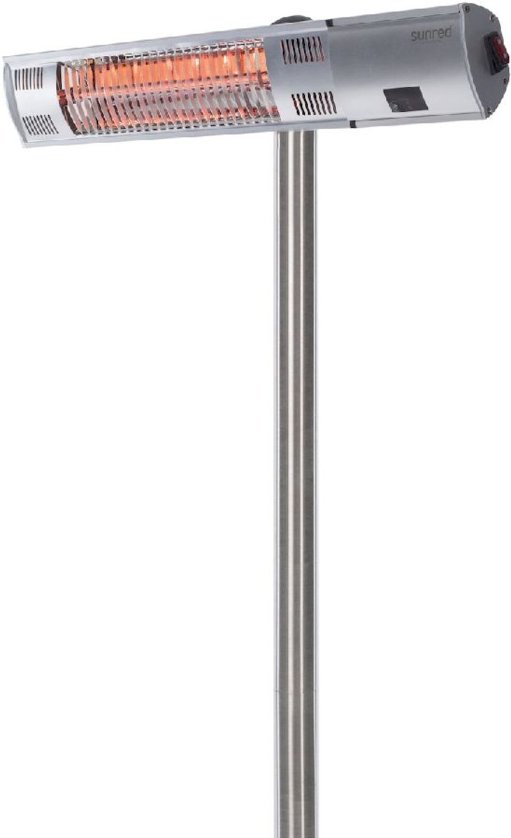 Sunred Heater Royal Diamond Silver Standing 2000 terrasverwarmer schuin