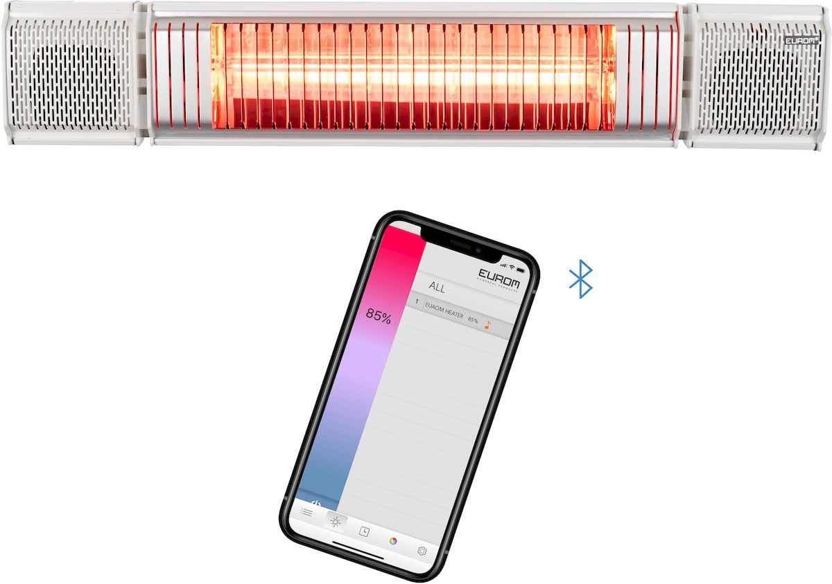 Eurom Heat and Beat wit terrasverwarmer bediening via app