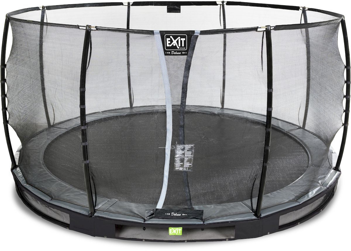 EXIT Elegant Ground Premium 366 cm zwart trampoline + veiligheidsnet