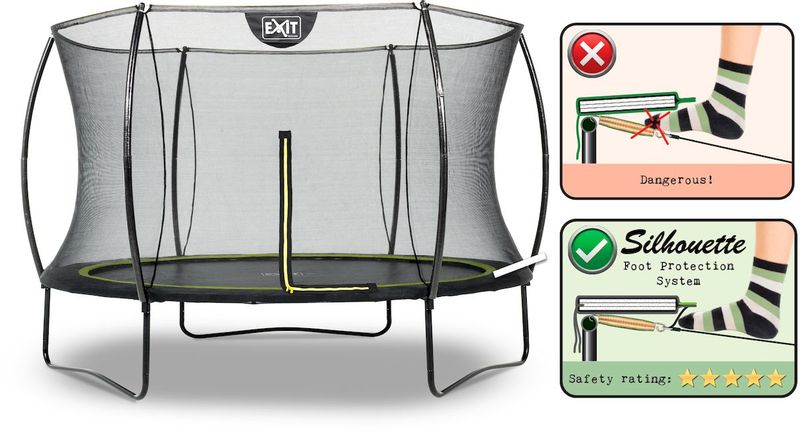 EXIT Silhouette 305 cm zwart trampoline + veiligheidsnet Foot Protection System