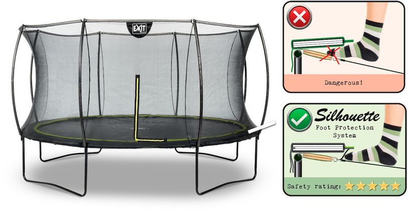 EXIT Silhouette 366 cm zwart trampoline + veiligheidsnet Foot Protection System