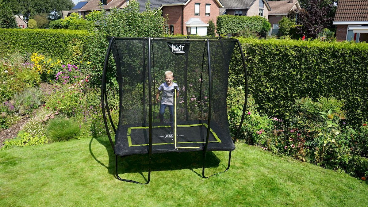 EXIT Silhouette rechthoekig 153 x 214 cm zwart trampoline + veiligheidsnet tuin