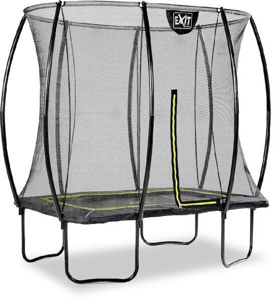 EXIT Silhouette rechthoekig 153 x 214 cm zwart trampoline + veiligheidsnet schuin