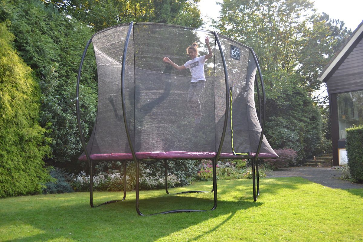 EXIT Silhouette rechthoekig 214 x 305 cm zwart trampoline + veiligheidsnet buiten