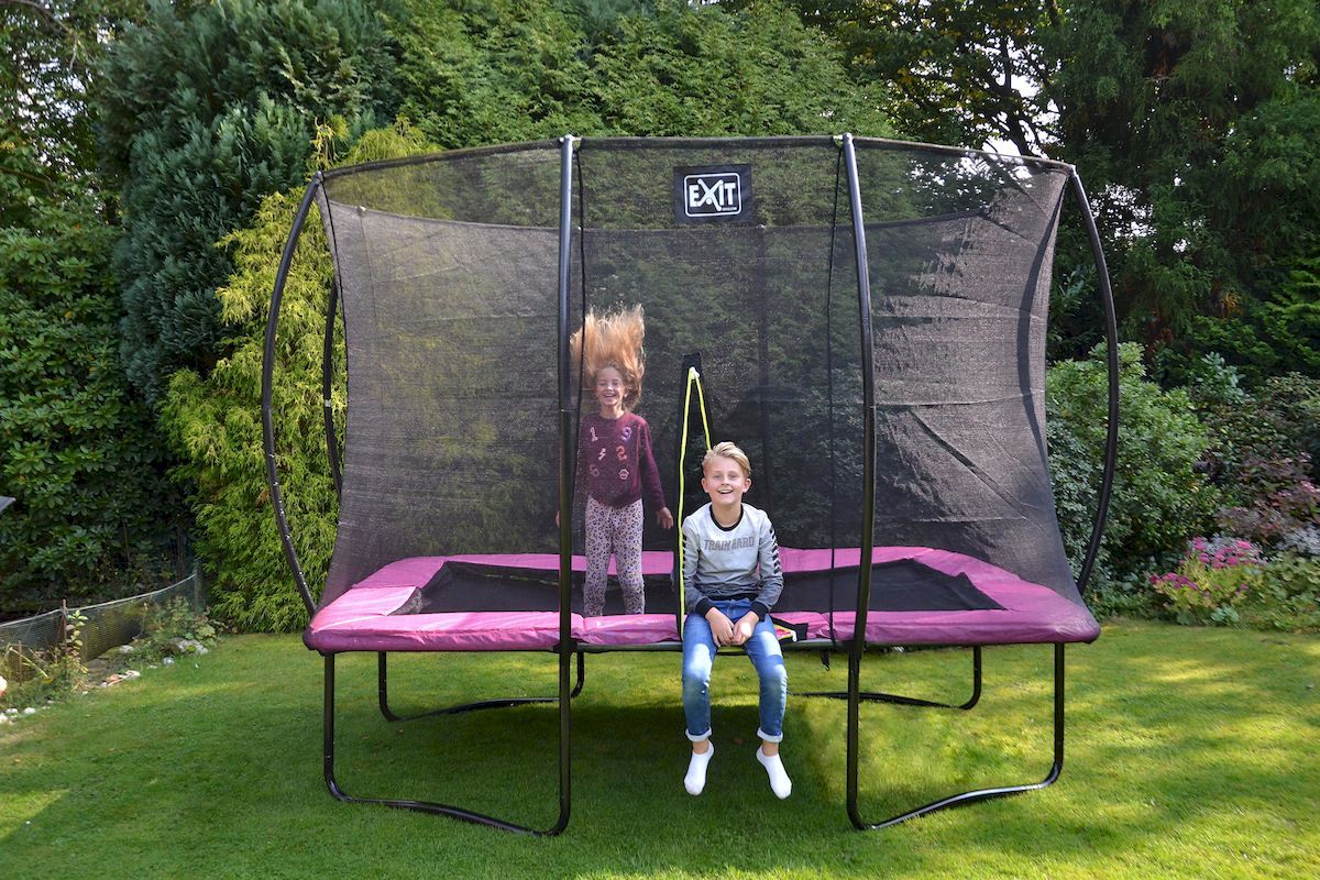 EXIT Silhouette rechthoekig 214 x 305 cm zwart trampoline + veiligheidsnet opening
