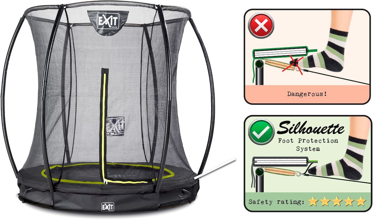 EXIT Silhouette Ground trampoline 183 cm  zwart + veiligheidsnet Foot Protection System