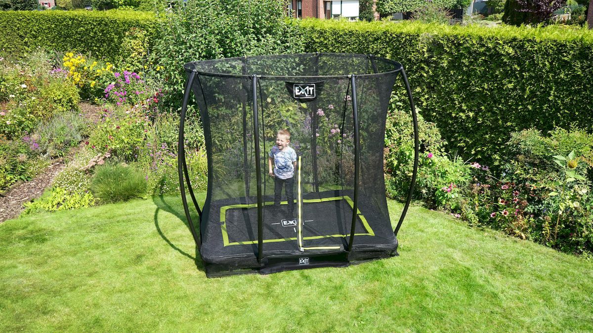 EXIT Silhouette Ground 153 x 214 cm zwart trampoline + veiligheidsnet tuin
