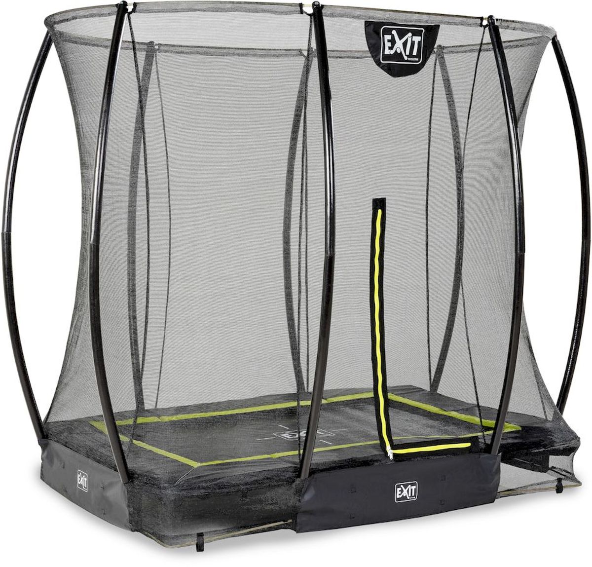 EXIT Silhouette Ground 153 x 214 cm zwart trampoline + veiligheidsnet schuin
