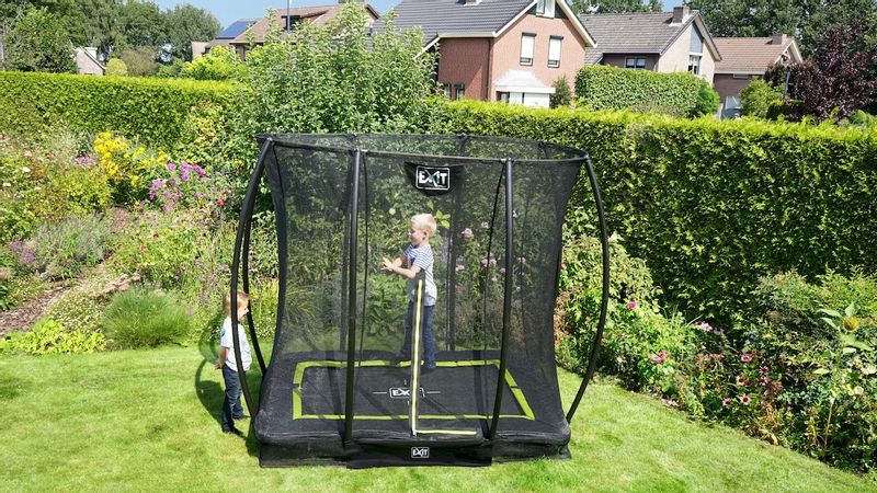 EXIT Silhouette Ground 153 x 214 cm zwart trampoline + veiligheidsnet buiten