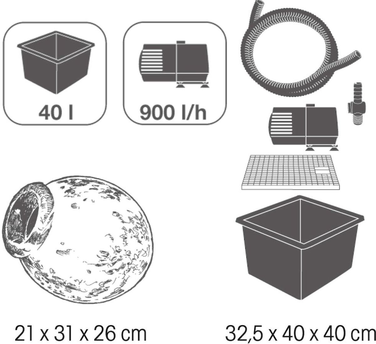 Ubbink AcquaArte Orange waterornament onderdelen