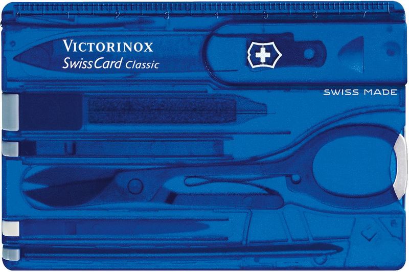 Victorinox SwissCard Classic multitool - transparant blauw