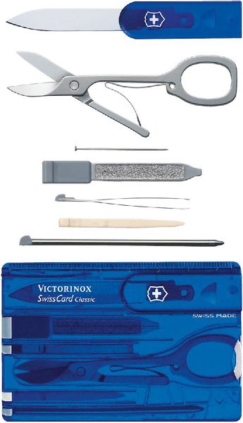Victorinox SwissCard Classic multitool - transparant blauw