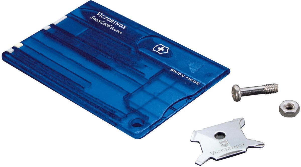 Victorinox SwissCard Quattro multitool - transparant blauw