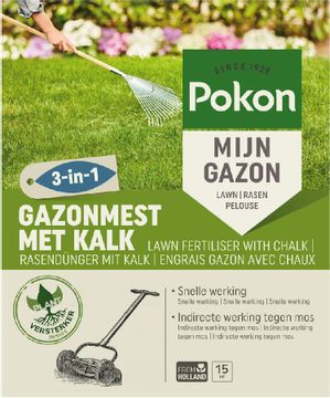 Pokon Gazonmest met Kalk 3-in-1 - 15 m²