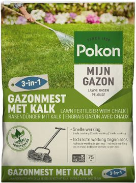 Pokon Gazonmest met Kalk 3-in-1 - 75 m²
