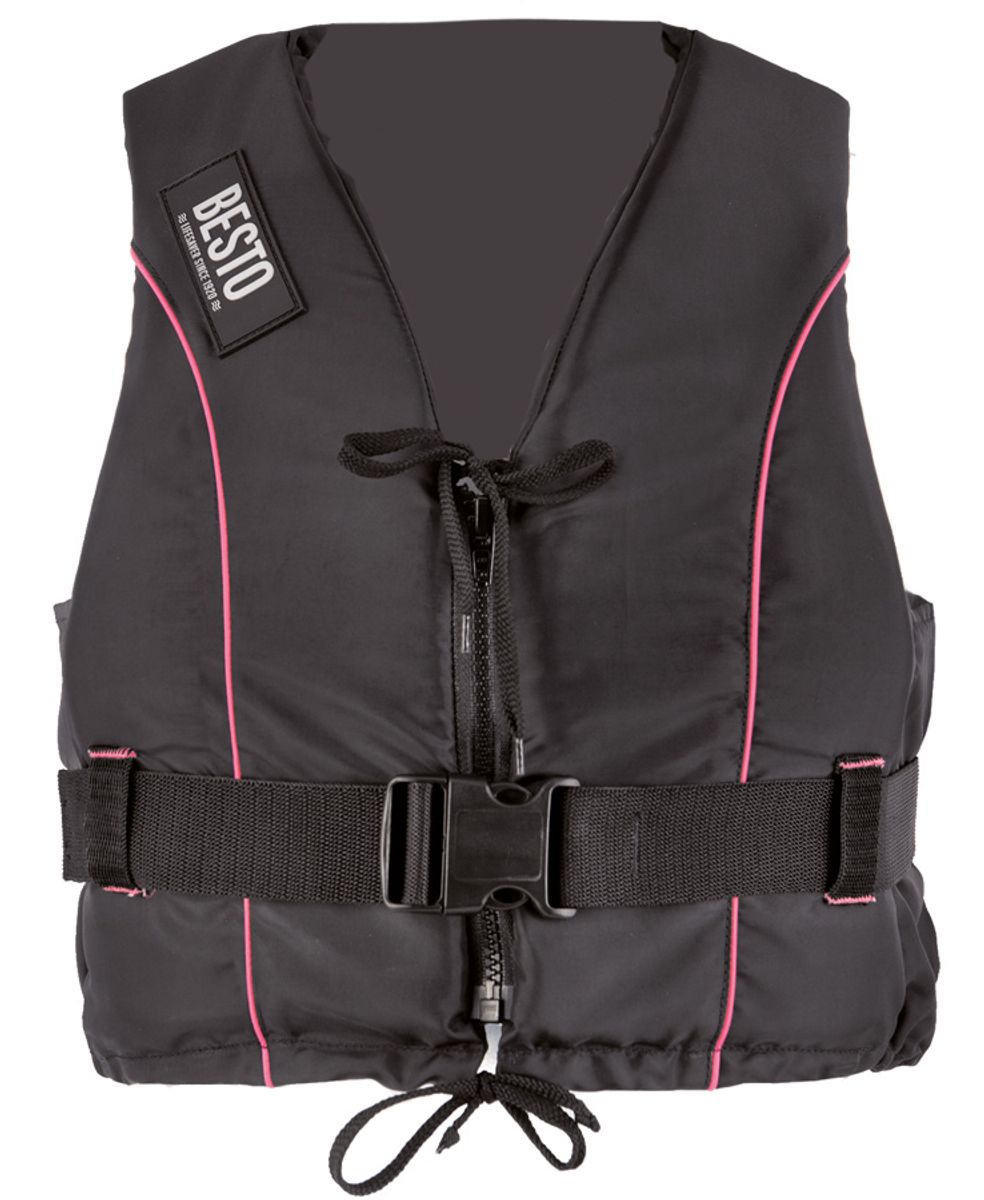 Besto Dinghy Zipper 50N zwemvest - Zwart/Roze