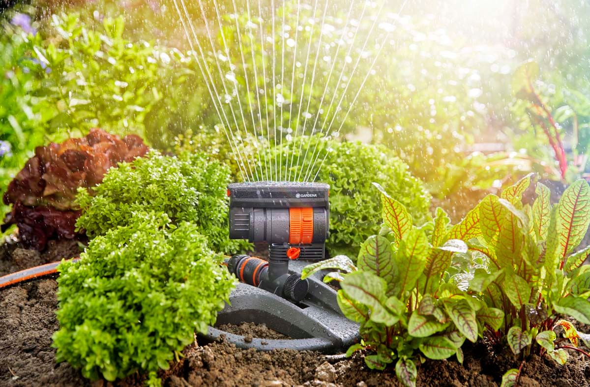 Gardena AquaZoom zwenksproeier compact in gebruik