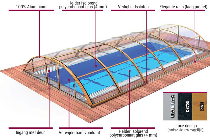 Klasik Clear zwembadoverkapping