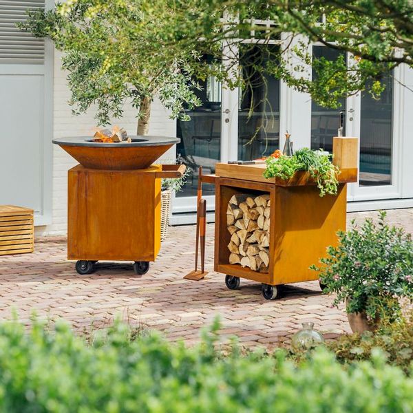 OFYR Mise en Place Table 65 PRO Corten - Teak Wood