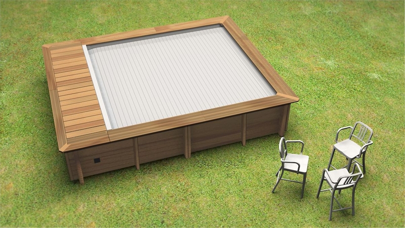 BWT Compact Stadszwembad - 4.20 x 3.50 x 1.33 m - met zandfilterpomp en omkasting lamellendek gesloten