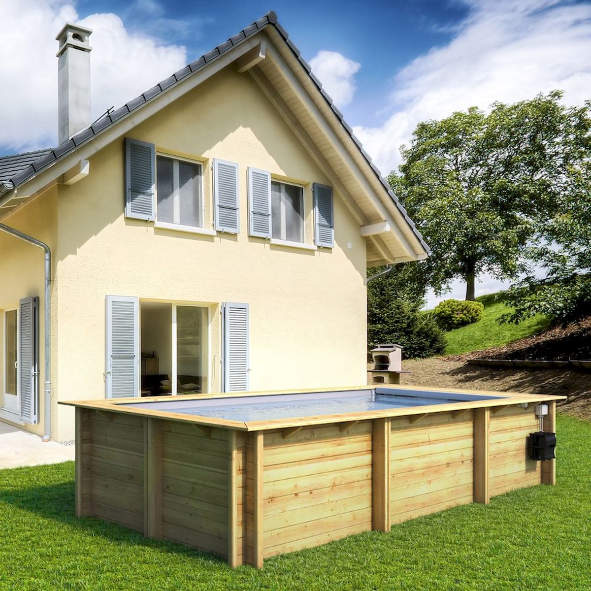 BWT Compact stadszwembad - 6.00 x 2.50 x 1.33 m - met filterpomp in tuin