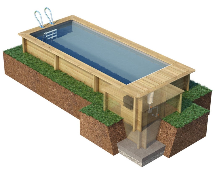 BWT Compact stadszwembad - 6.00 x 2.50 x 1.33 m - met zandfilterpomp en omkasting schematisch