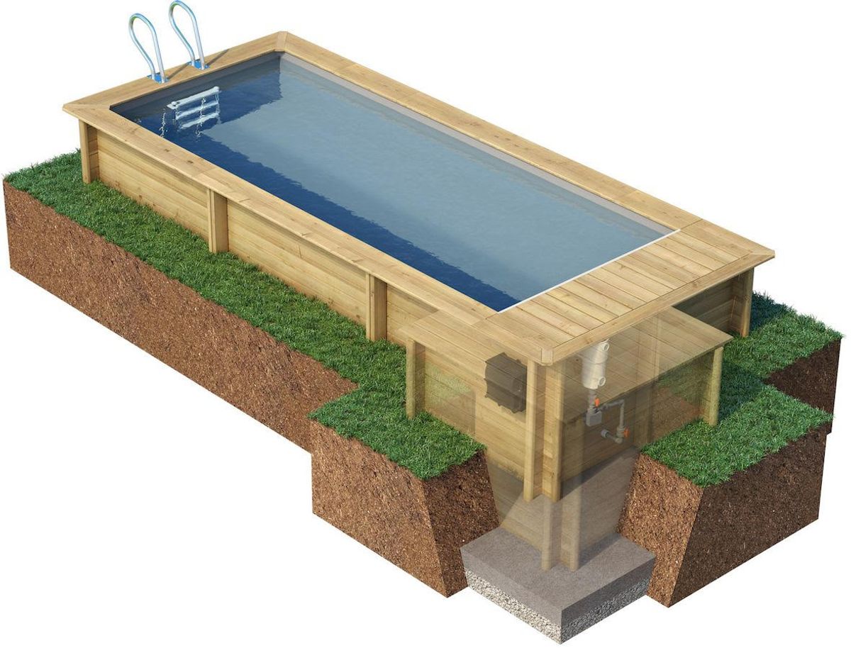 BWT Houten omkasting voor droge kuil stadszwembad compact