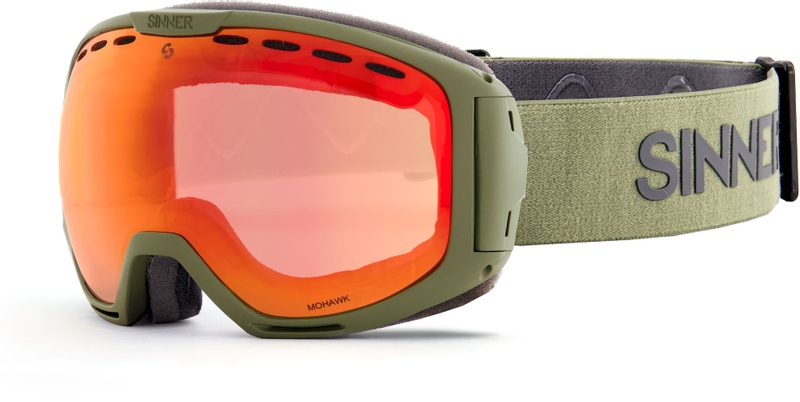 Sinner Mohawk skibril - Matte Moss Green - Rode + Roze lens