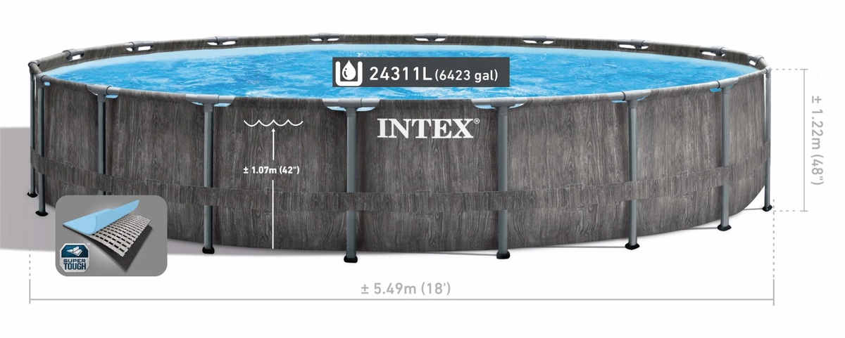 Intex Prism Frame Pool Greywood 549 x 122 cm - afgedekt