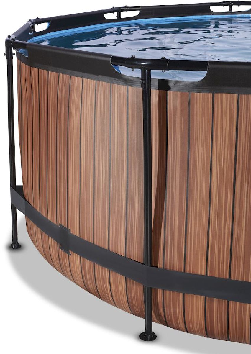EXIT Wood zwembad - 360 x 122 cm - met zandfilterpomp en trap liner en frame