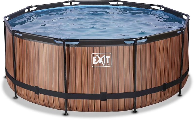 EXIT Wood zwembad - 360 x 122 cm - met zandfilterpomp en trap zonder trap