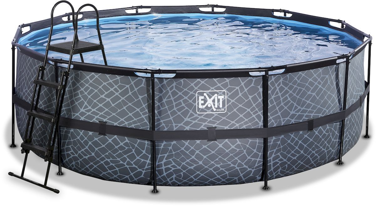 EXIT Stone zwembad - 427 x 122 cm - met zandfilterpomp en trap