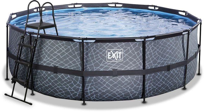 EXIT Stone zwembad - 427 x 122 cm - met zandfilterpomp en trap