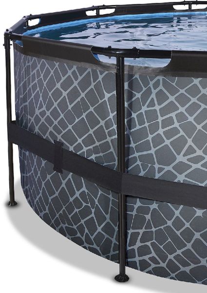 EXIT Stone zwembad - 427 x 122 cm - met zandfilterpomp en trap liner en frame