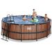 EXIT Wood zwembad - 427 x 122 cm - met zandfilterpomp en trap familie in zwembad