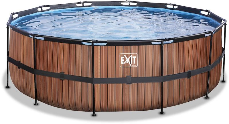 EXIT Wood zwembad - 427 x 122 cm - met zandfilterpomp en trap zonder trap