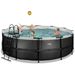 EXIT Black Leather zwembad - 450 x 122 cm - met zandfilterpomp en trap kinderen spelen in zwembad