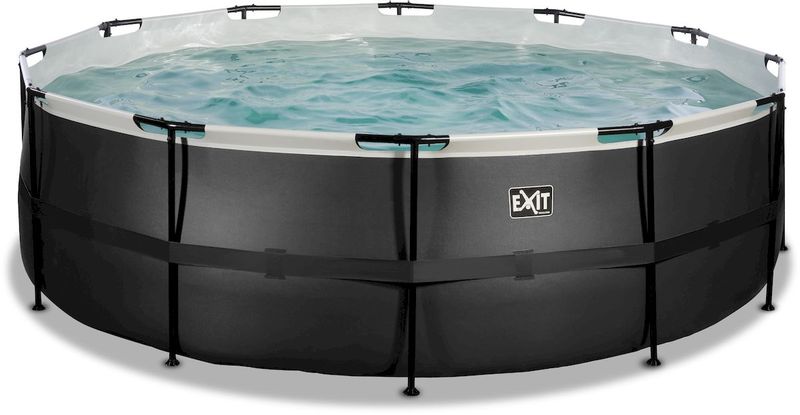EXIT Black Leather zwembad - 450 x 122 cm - met zandfilterpomp en trap zonder zwembadtrap