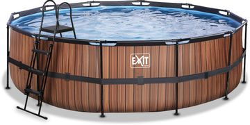 EXIT Wood zwembad - 488 x 122 cm - met zandfilterpomp en trap