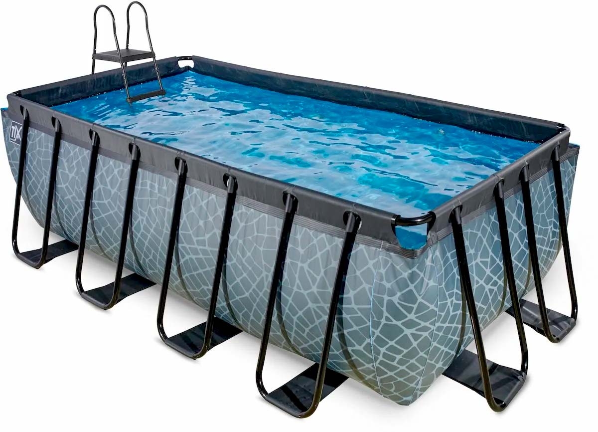 EXIT Stone zwembad - 400 x 200 x 100 cm - met zandfilterpomp en trap
