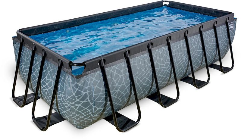 EXIT Stone zwembad - 400 x 200 x 100 cm - met zandfilterpomp en trap zonder zwembadtrap
