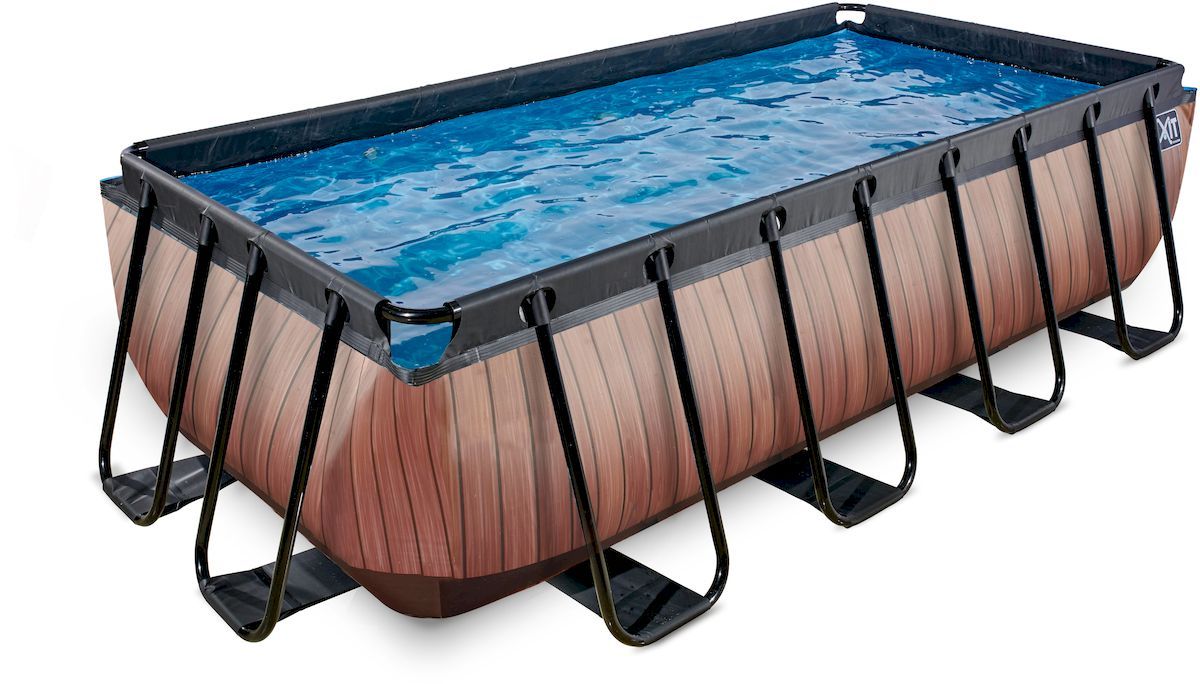 EXIT Wood zwembad - 400 x 200 x 100 cm - met zandfilterpomp en trap zonder zwembadtrap