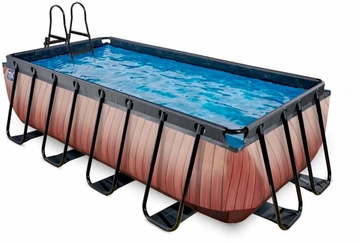 EXIT Wood zwembad - 400 x 200 x 100 cm - met zandfilterpomp en trap