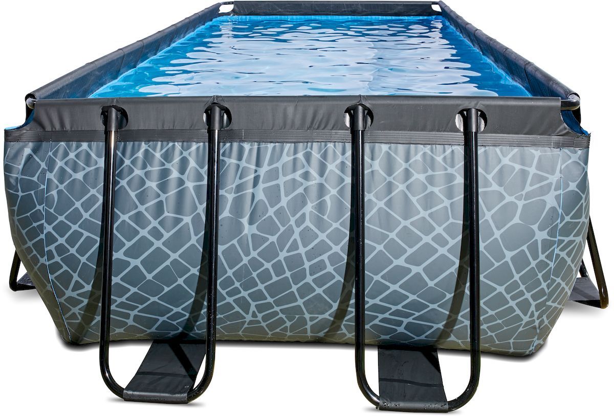 EXIT Stone zwembad - 400 x 200 x 122 cm - met zandfilterpomp en trap