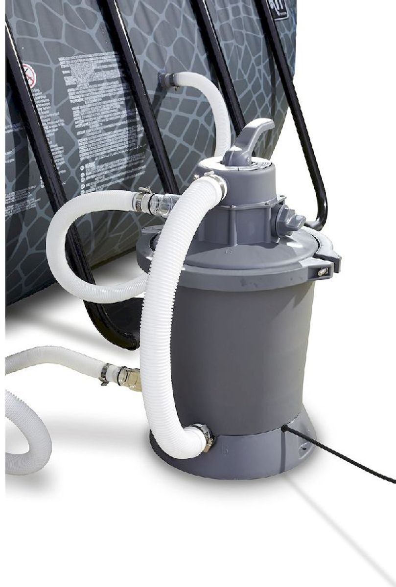 EXIT Stone zwembad - 400 x 200 x 122 cm - met zandfilterpomp en trap zandfilterpomp bij zwembad