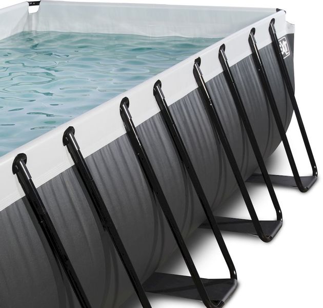 EXIT Black Leather zwembad - 400 x 200 x 122 cm - met zandfilterpomp en trap frame