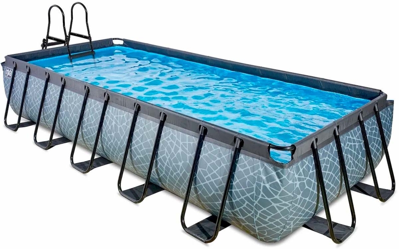 EXIT Stone zwembad - 540 x 250 x 100 cm - met zandfilterpomp en trap