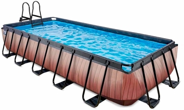 EXIT Wood zwembad - 540 x 250 x 100 cm - met zandfilterpomp en trap