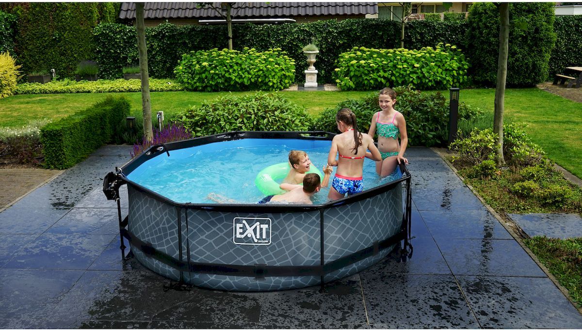 EXIT Wood zwembad - 300 x 76 cm - met filterpomp grootte zwembad